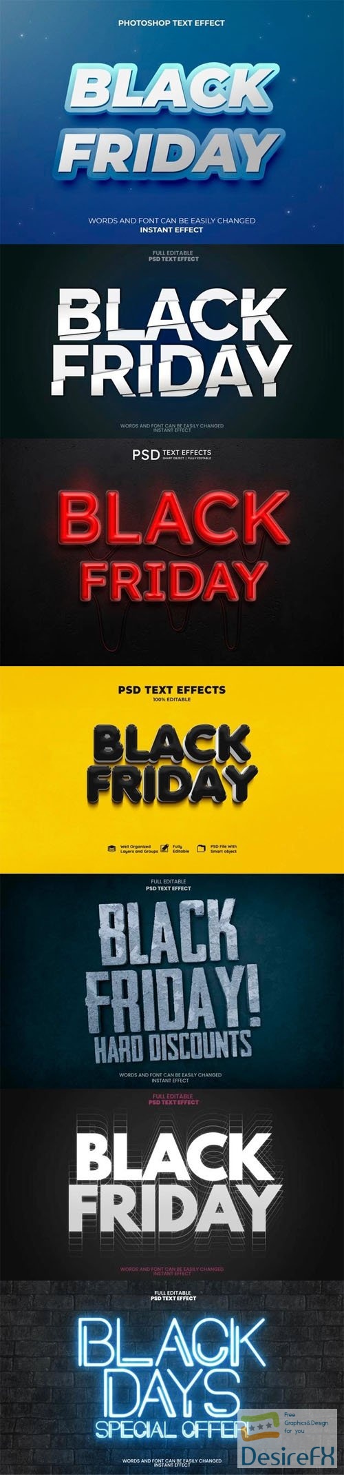 7 Black Friday Text Effects PSD Templates