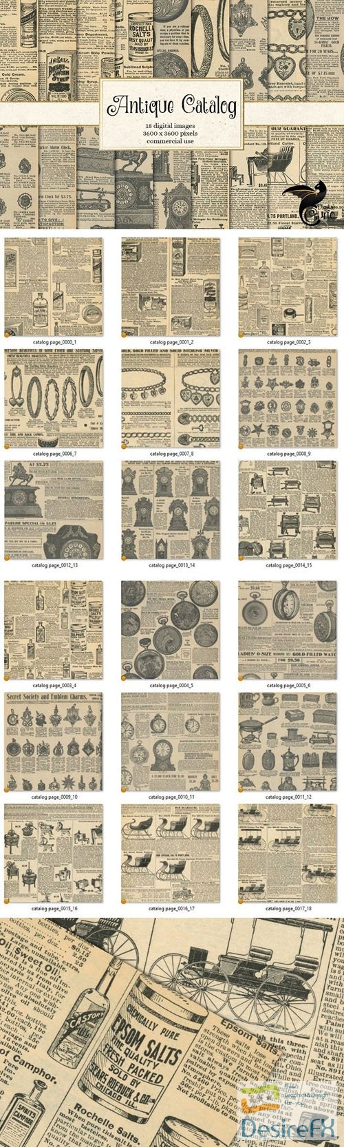 Antique Catalog Papers with Vintage Backgrounds