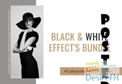 Black &amp; White Photoshop 45 Action Bundle