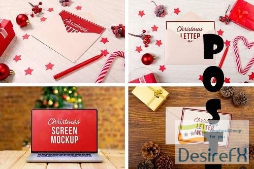 Christmas Laptop & Letter Mockup Set - NQALWUR