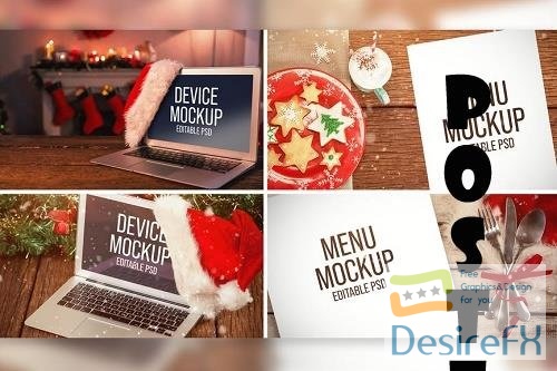 Christmas Laptop &amp; Menu Mockup Set - Y4MCD7Y