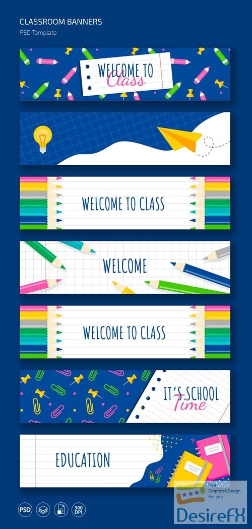 Education Classroom Banners PSD Templates