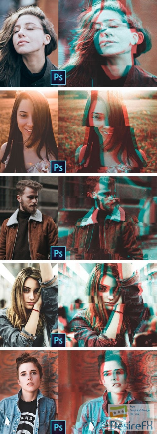 Glitch PSD Photo Effects for Photoshop + Tutorial