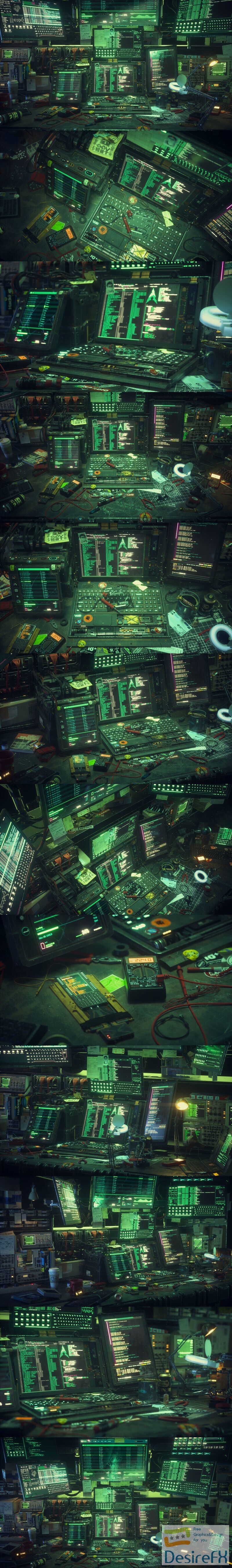 Hacking Workspace Scene C4d and Octane