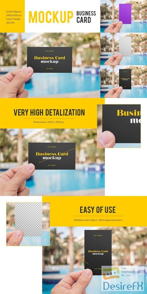 Hand Holding Business Card PSD Mockup Template