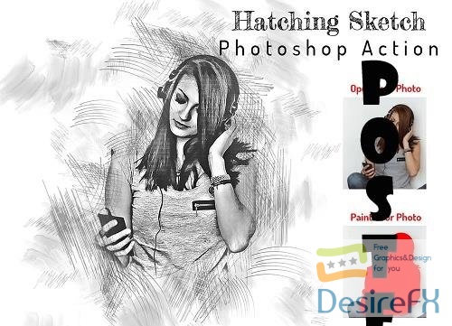 Hatching Sketch Photoshop Action - 6655466