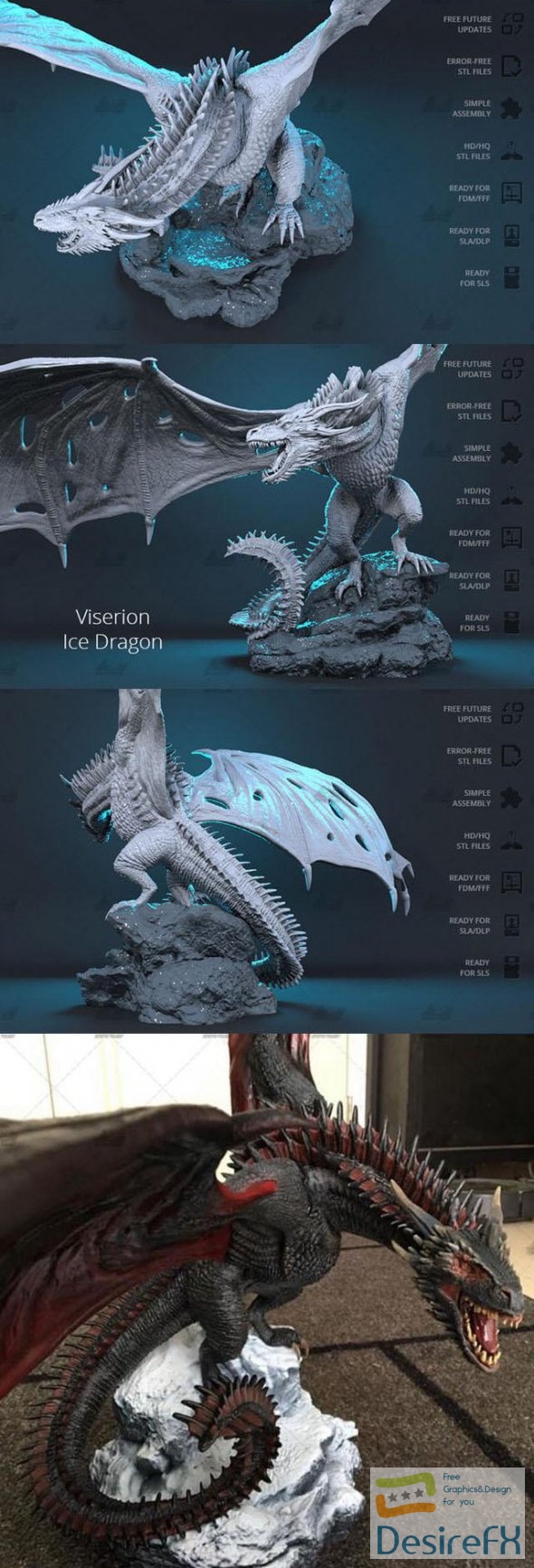 Ice Dragon Viserion 3D Print