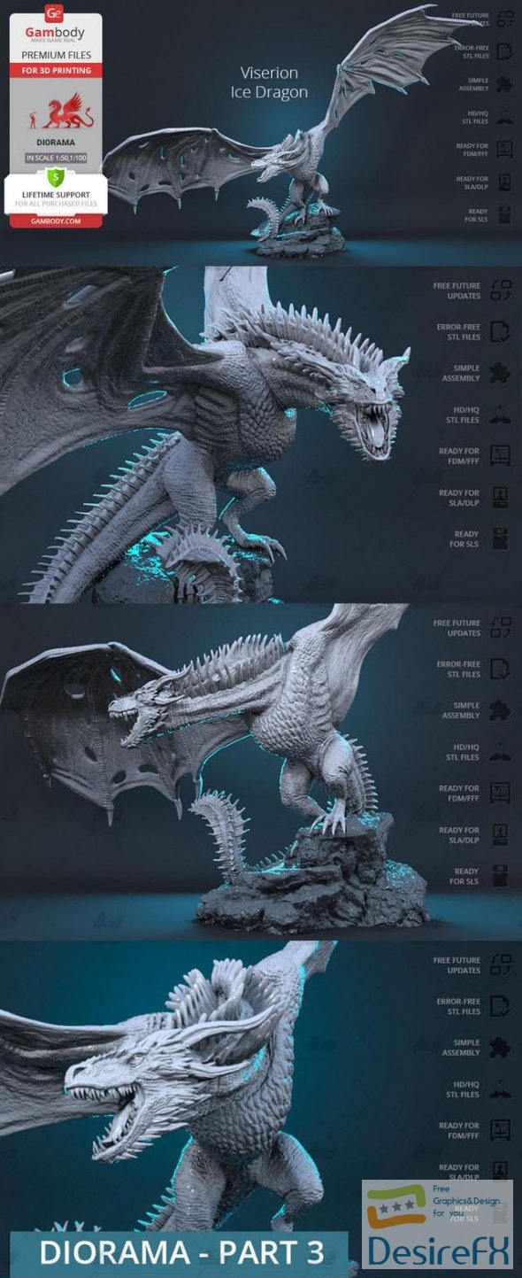 Ice Dragon Viserion 3D Print
