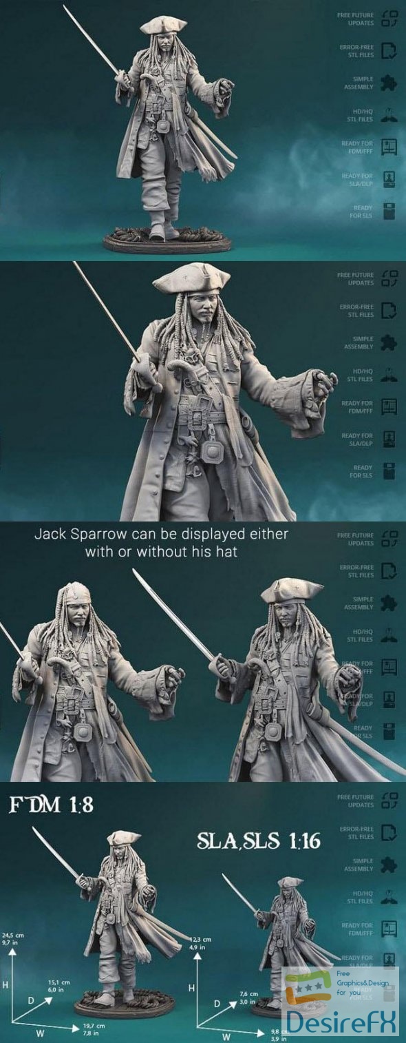 Jack Sparrow Pirates of the Caribbean 3D Print