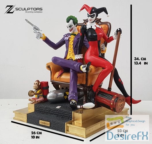 Joker and Harley Quinn Diorama 3D Print