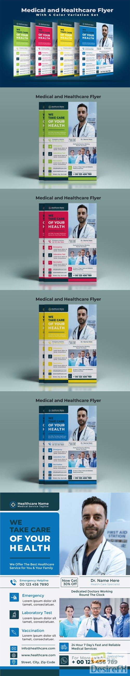 Medical and Healthcare A4 Flyers Vector Templates