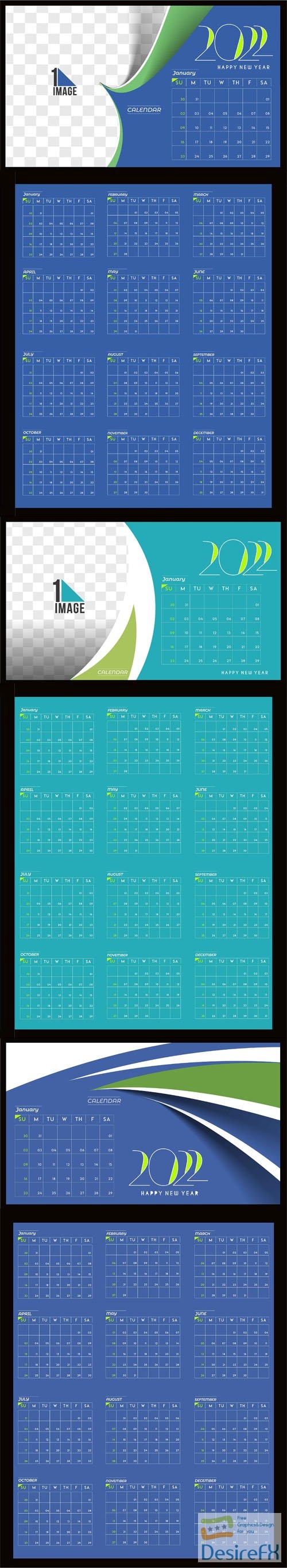 New Year 2022 Calendars Vector Design Templates