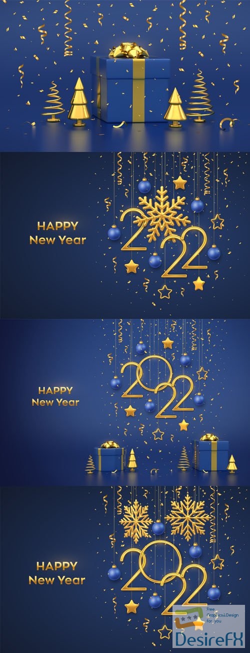 New Year 2022 Congratulations Backgrounds Vector Design Templates