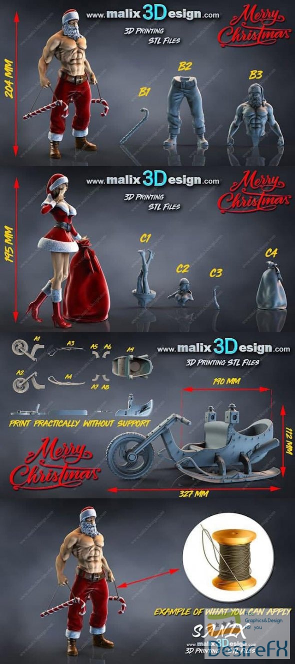 Santa Claus and Girlfriend 3D Print