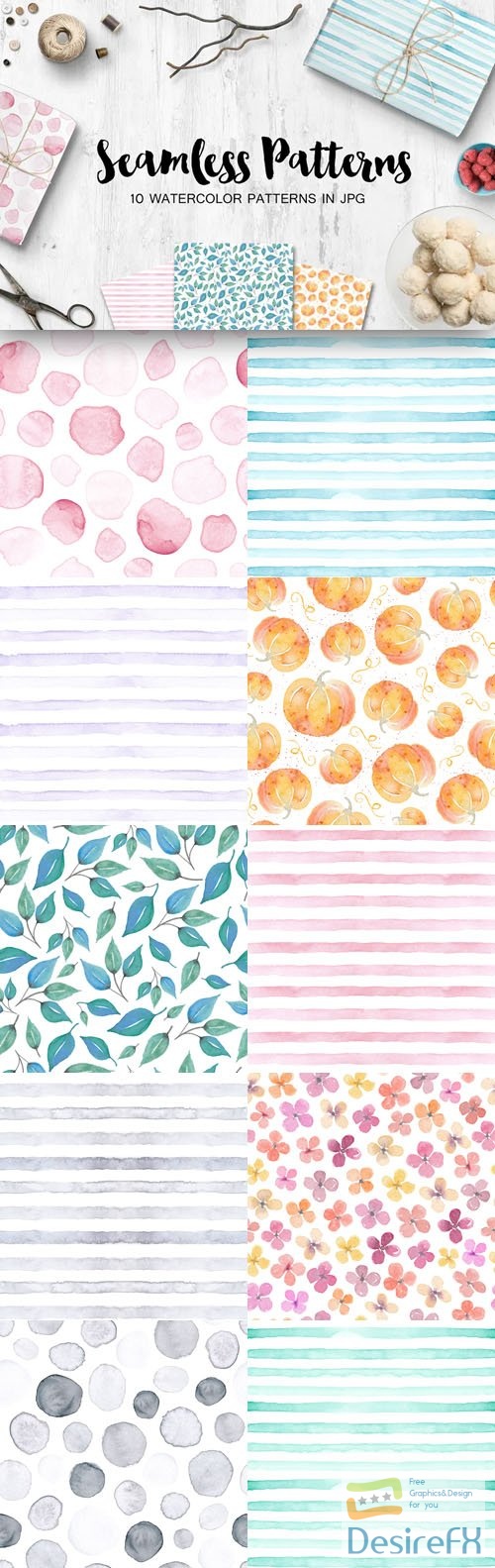 Seamless Patterns - 10 Watercolor Patterns