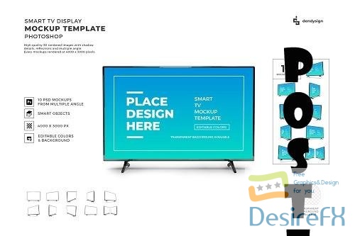 Smart TV Display Mockup Template Bundle - 1666598