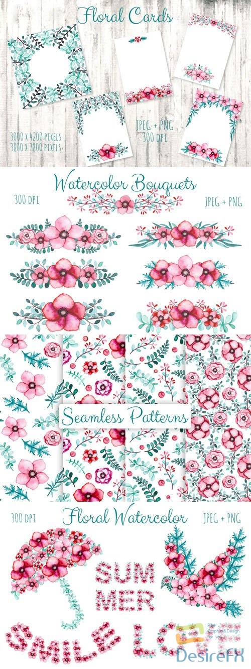 Watercolor Floral Elements Collection