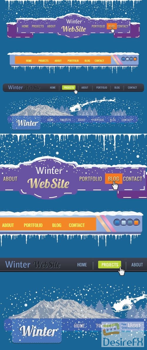 Winter Website Interface Vector Design Templates