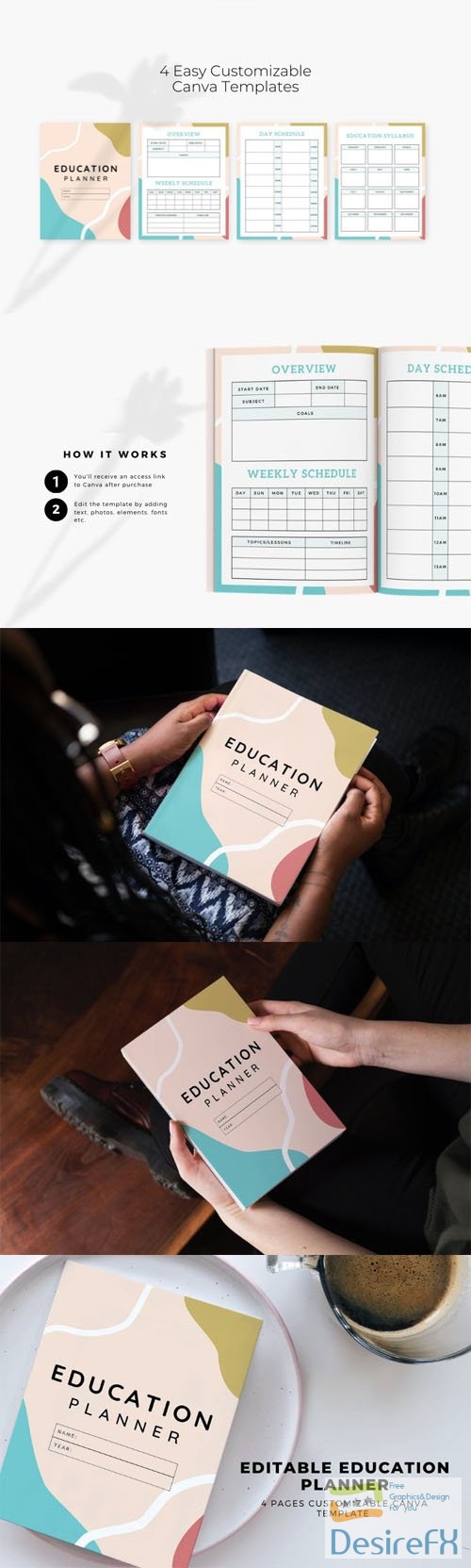4 Fully Customizable Education Planner Templates