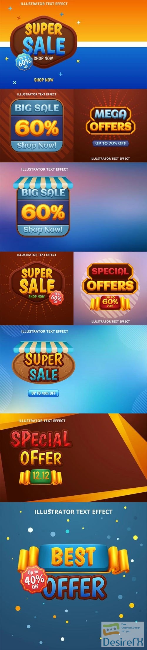 Best Sales Banners &amp; Text Effects Vector Templates