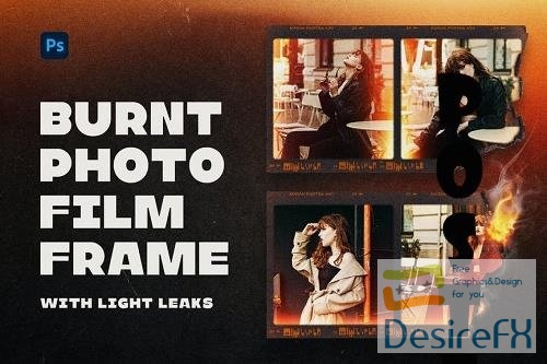 Burnt Photo Film Frame with Light Leaks
