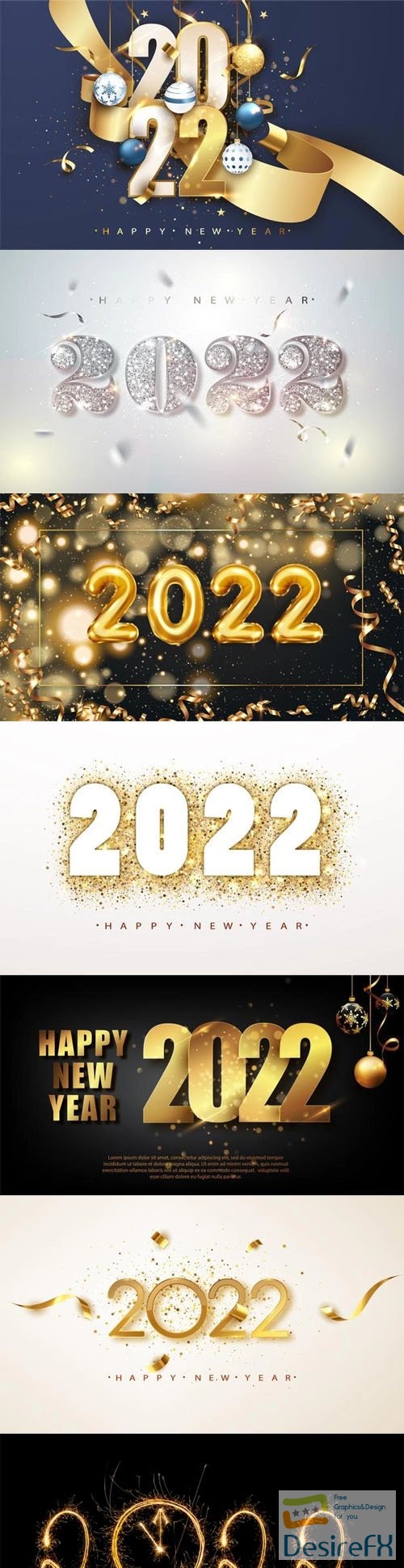 Happy New Year 2022 Banners &amp; Backgrounds Vector Templates