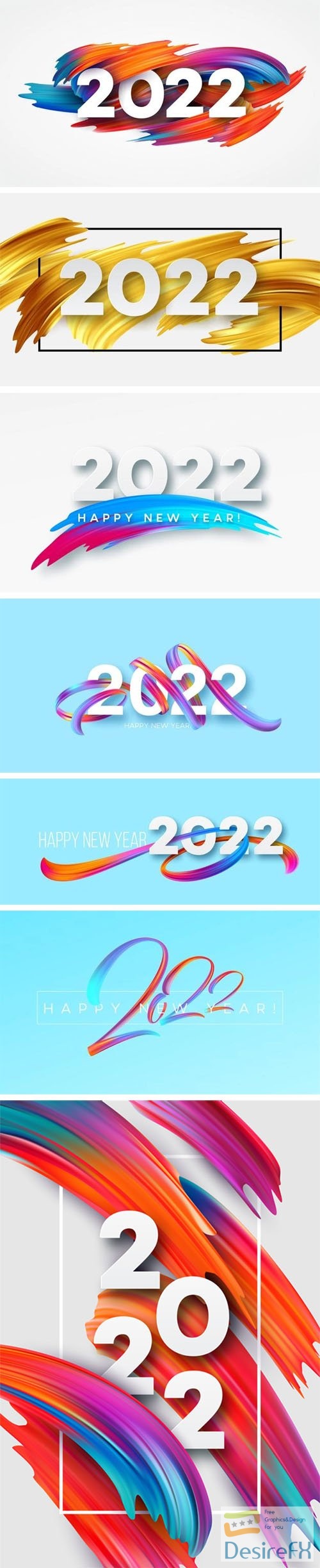 Happy New Year 2022 Calendar Headers + Backgrounds Vector Templates