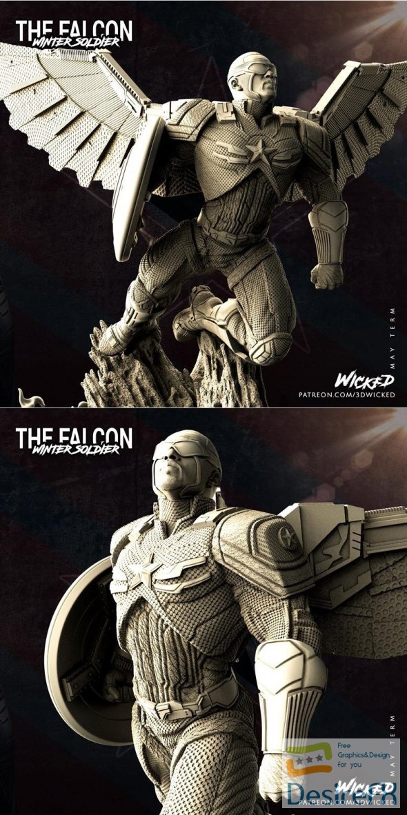 Marvel Falcon statue 3D Print