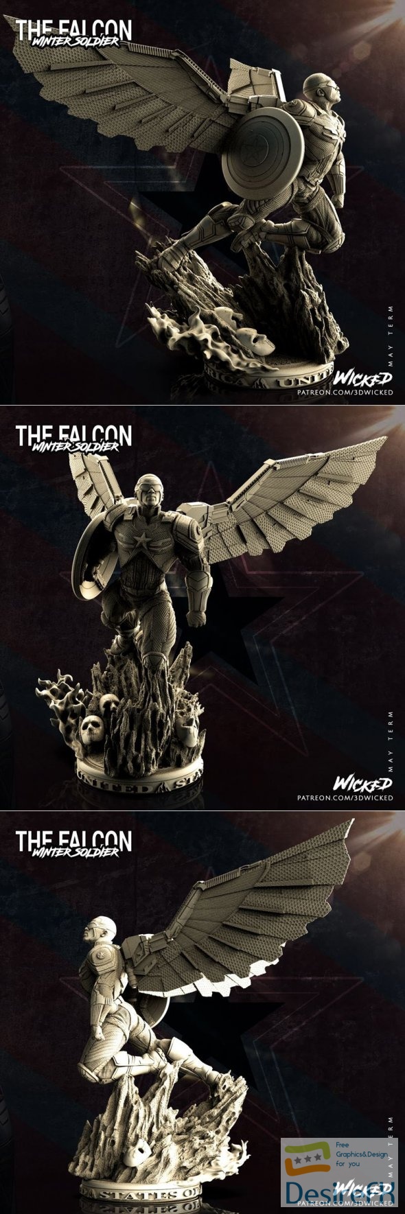 Marvel Falcon statue 3D Print