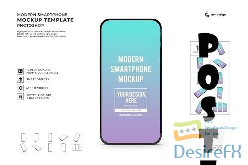 Modern Smartphone Mockup Template Bundle  - 1714553