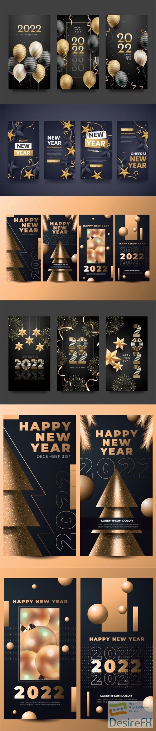 New Year 2022 Instagram Stories Vector Templates Collection