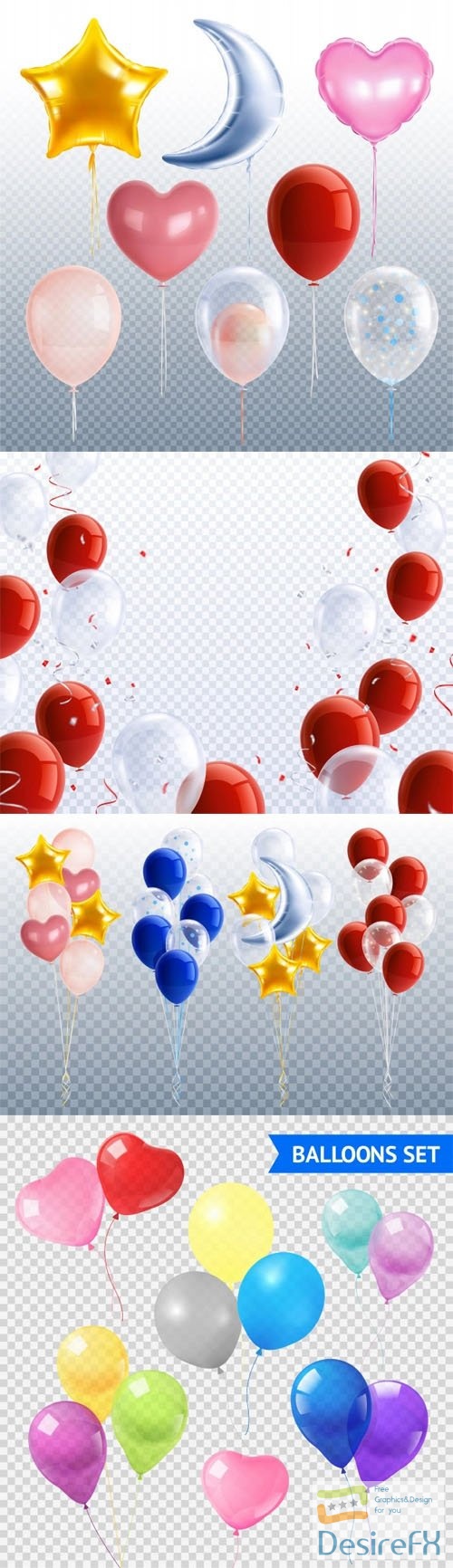 Realistic Anniversary Balloons Vector Templates