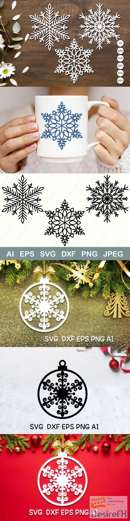 Snowflakes Ornament - SVG Laser Cut - Vector Collection