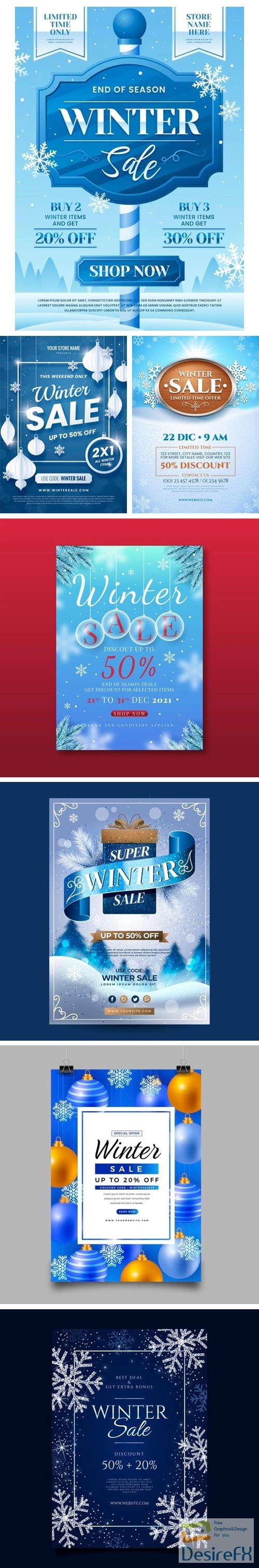 Winter Sale Posters Vector Templates