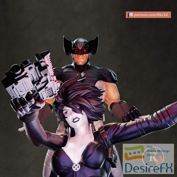 Wolverine and Domino Marvel 3D Print