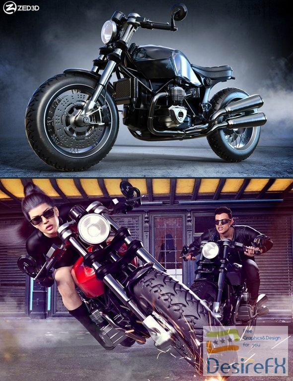 Z Modern Roadster Motorbike and Poses