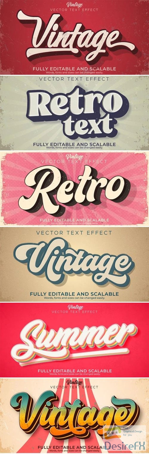10+ Retro &amp; Vintage Editable Vector Text Effects Templates Collection