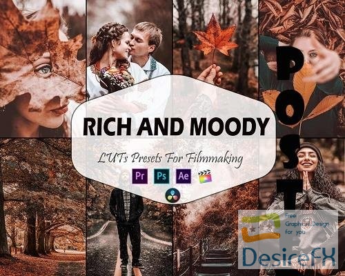 10 Rich And Moody Video LUTs Presets, Fall LUT preset, Bright Fashion Portrait filter