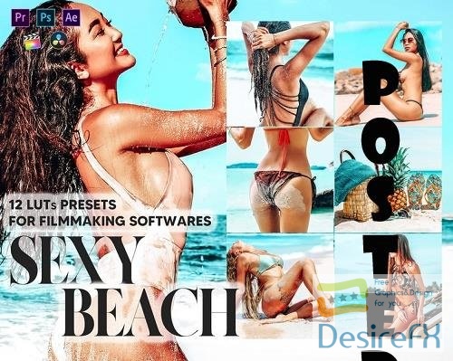 12 Sexy Beach Video LUTs Presets, Ocean LUT Preset, Summer Filter