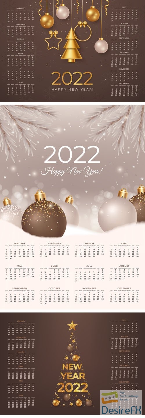 7 Realistic 2022 Calendar Vector Templates