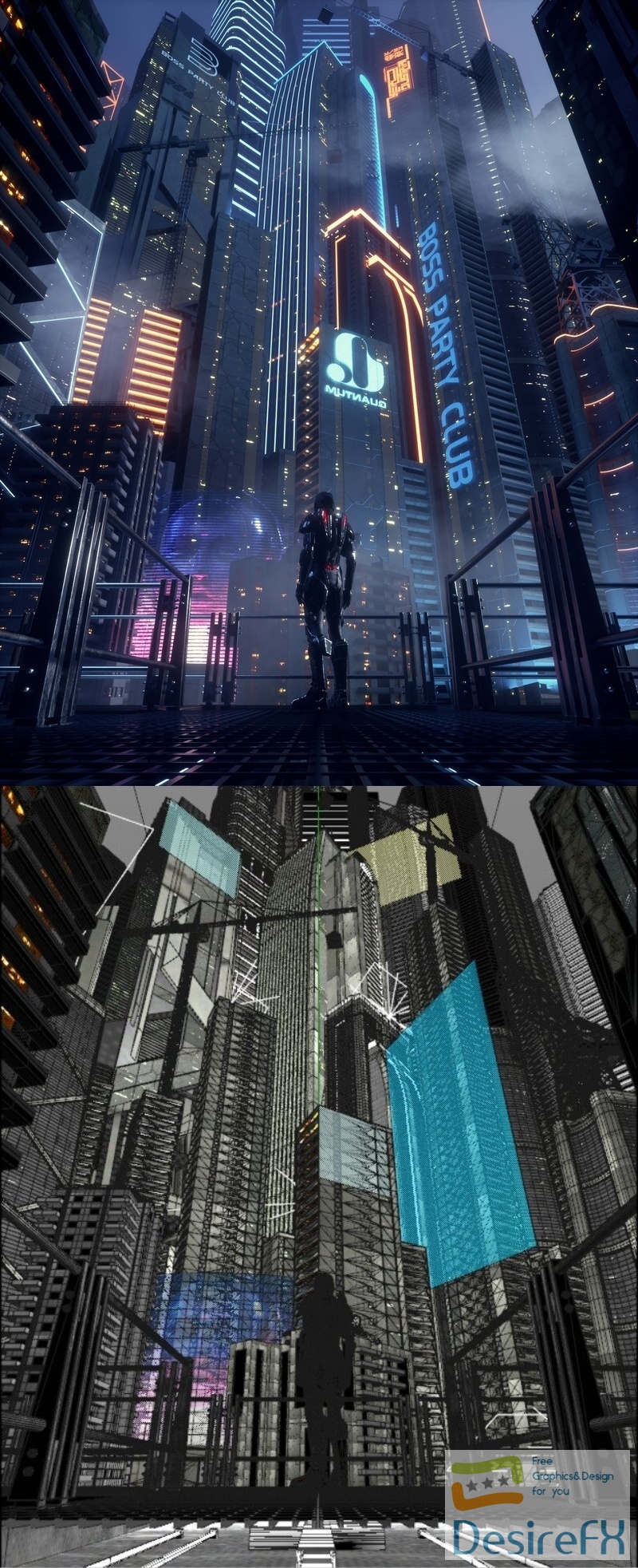 C4D Octane render Cyberpunk city Batman Gotham City CBD Skyscrapers 3D Model