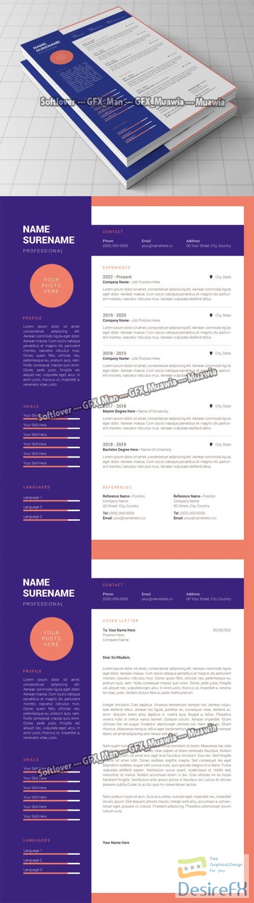 Clean Resume CV &amp; Cover Letter Vector Templates