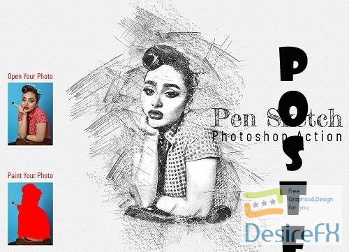CreativeMarket - Pen Sketch Photoshop Action - 6893020
