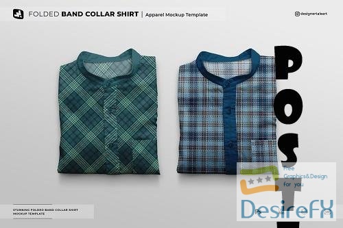 Folded Band Collar Shirt Mockup - 6784824
