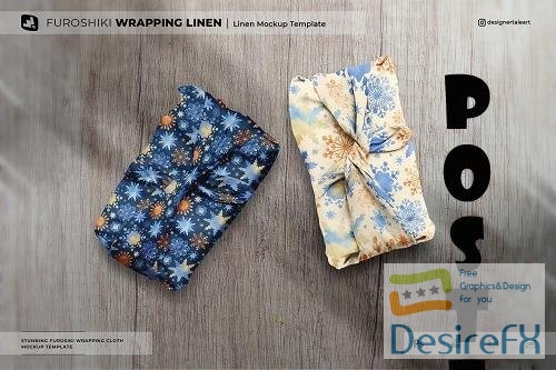 Furoshiki Wrapping Linen Mockup - 6728480