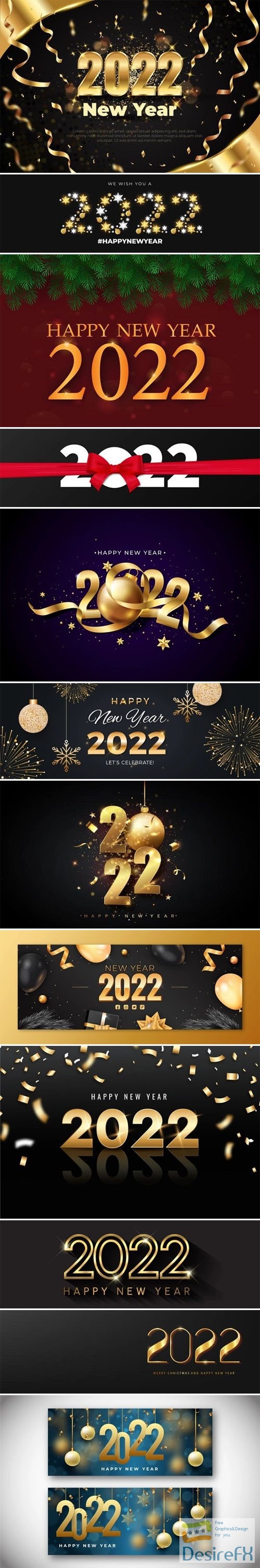 Happy New Year 2022 Banners &amp; Backgrounds Collection Vol.3 - 10+ Vector Templates