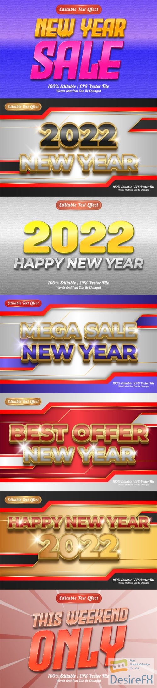 New Year 2022 Text Effects Collection - 10+ Vector Templates
