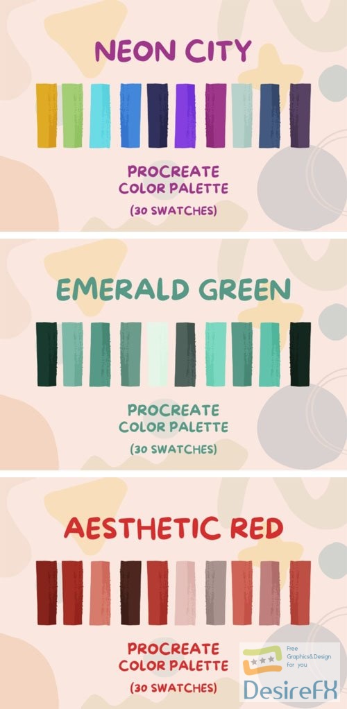 Procreate Color Palettes - 90 Color Swatches