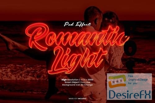Romantic light text effect psd