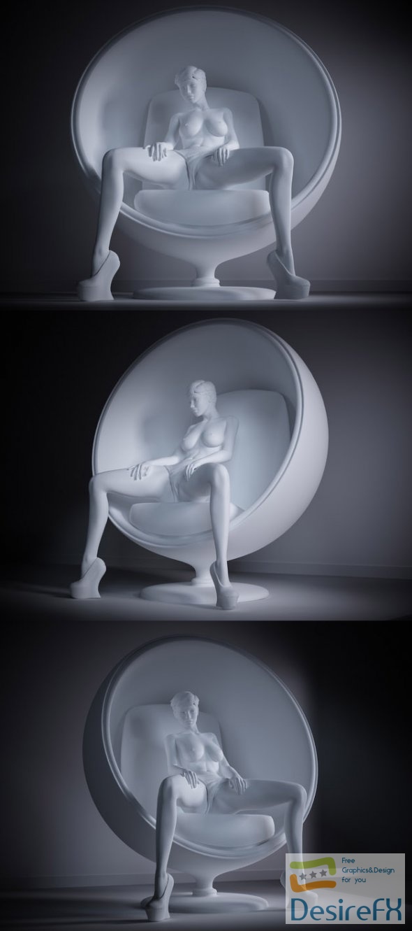 Sexy nude girl sitting 3D Print